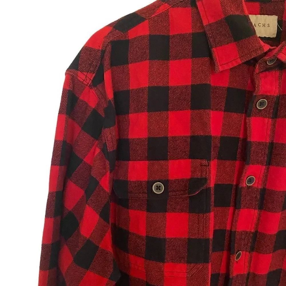 Jachs long sleeve flannel plaid red XLT men’s shirt thick - Picture 4 of 8